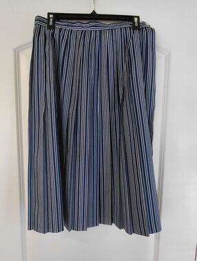 Navy and White Striped A-Line Skirt